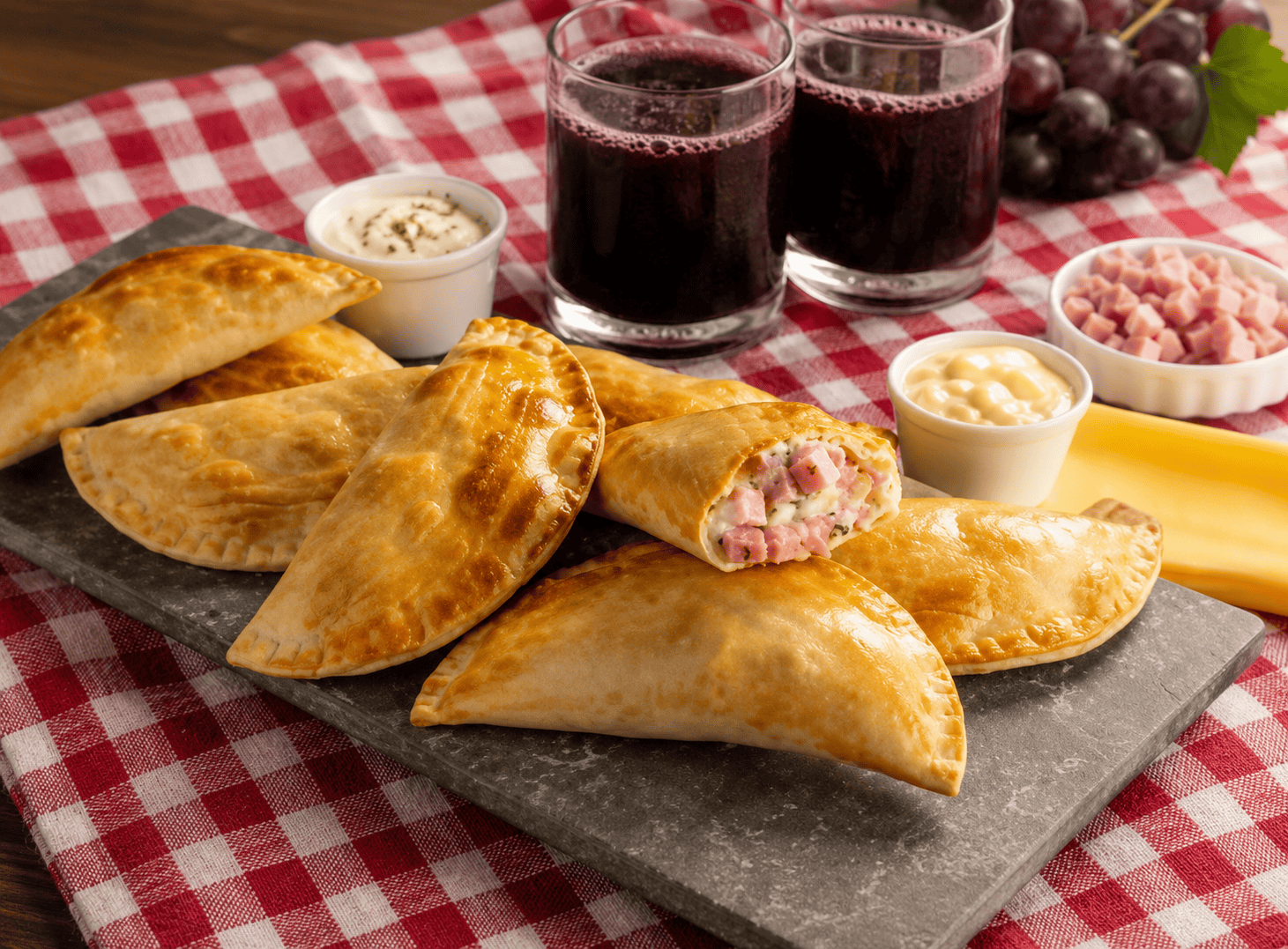 Pasteizinhos assados com massa caseira e recheio de carne
