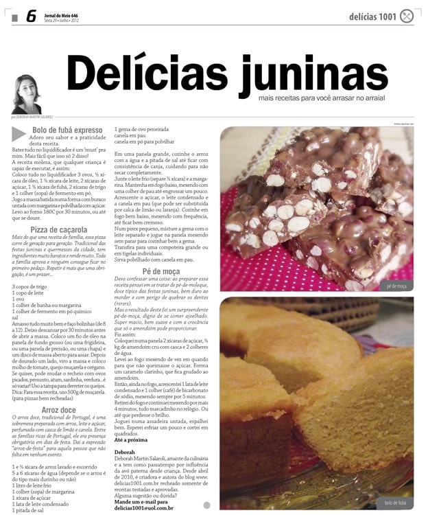 Na mídia: Delícias Juninas