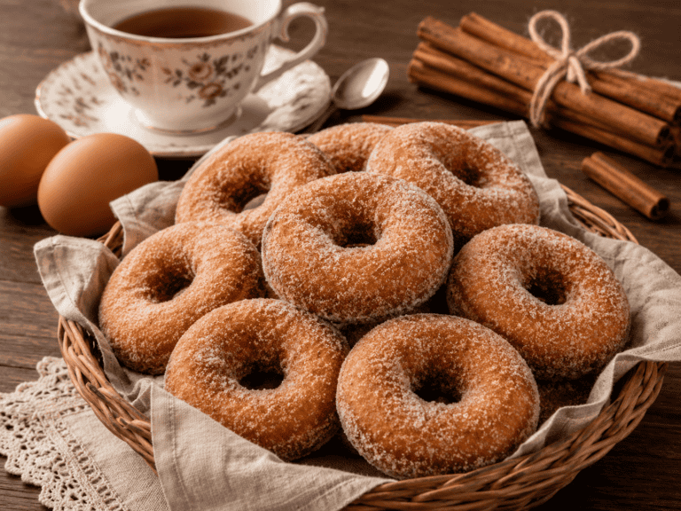 Rosquinhas de São João polvilhadas com açúcar e canela